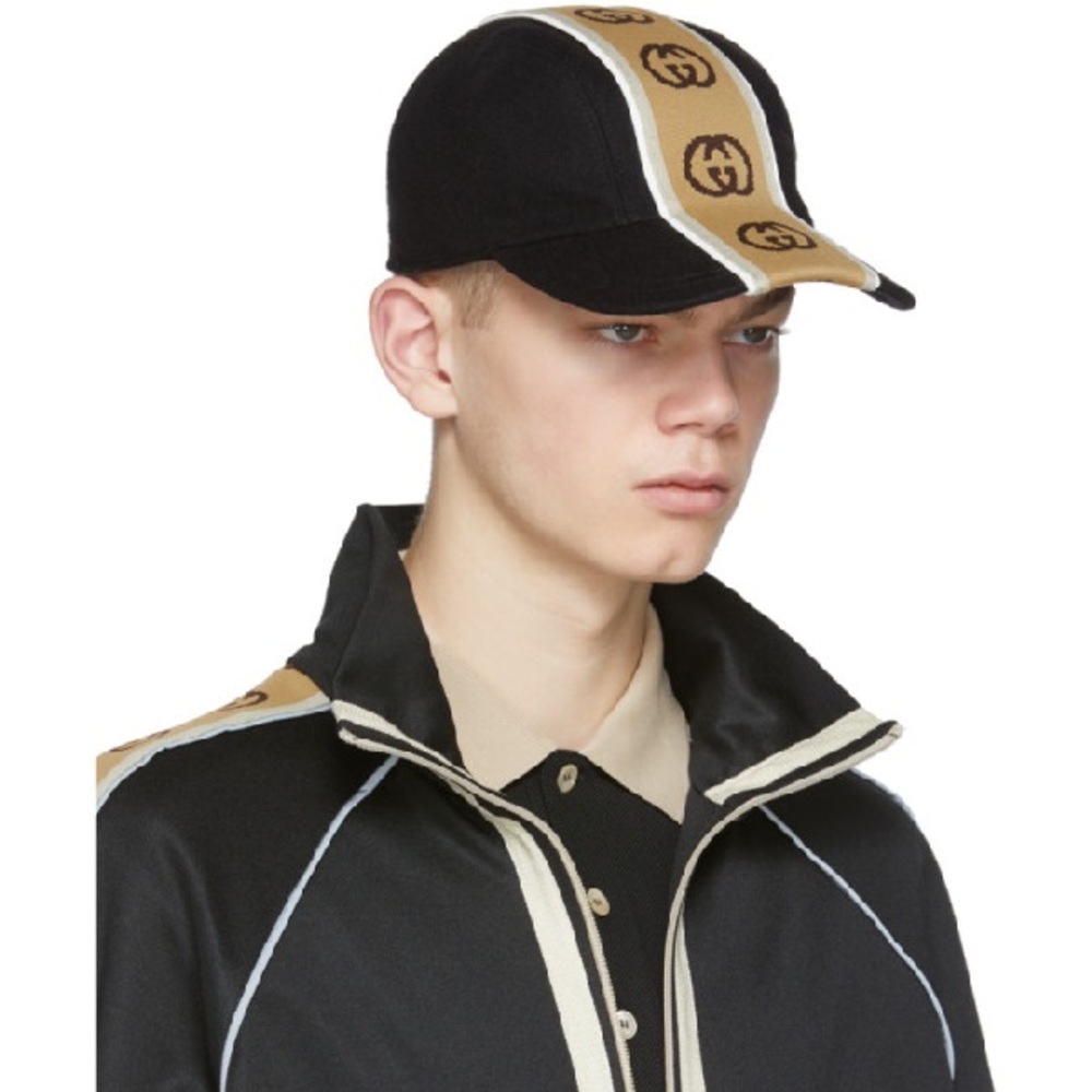 NEW GUCCI BLACK WOOL GG CAP HAT (XL) / (60)